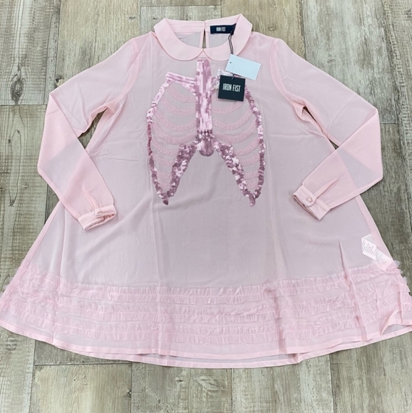 Iron Fist “Dead Mermaid” Babydoll Dress – Pink Sheer Sequin - Picture 6 of 8